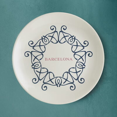 Plato redondo "Mariposa Barcelona"