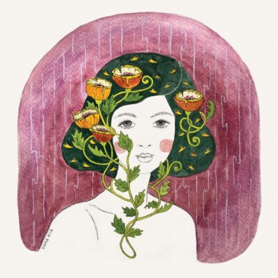 Ilustración Musa y Flores
