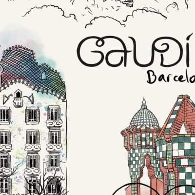 Detalle de lámina 3 Obras de Antoni Gaudí: La Casa Batlló, La Sagrada Familia y un detalle de la Casa Vicens