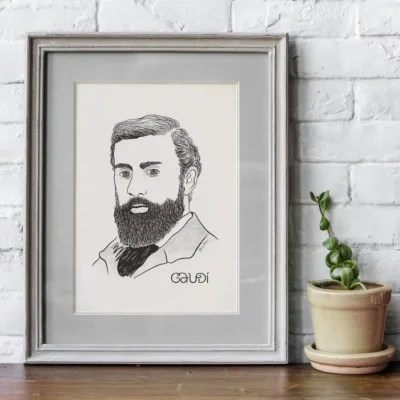 Retrato de Antoni Gaudí por Clau Vidal para Bona Eva