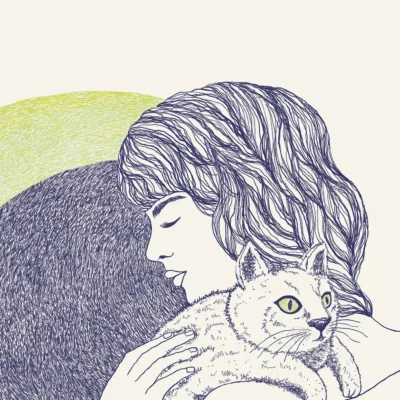 Detalle de ilustración Bona Eva 'Gato Luna'
