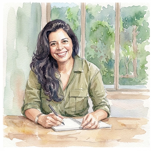 Acuarela con la imagen de Clau Vidal, fundadora de Bona Eva